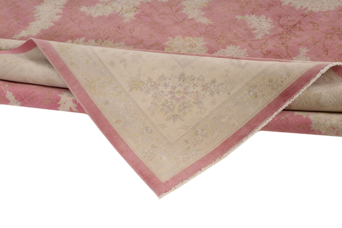 9x12 Pink and Beige Turkish Traditional Rug