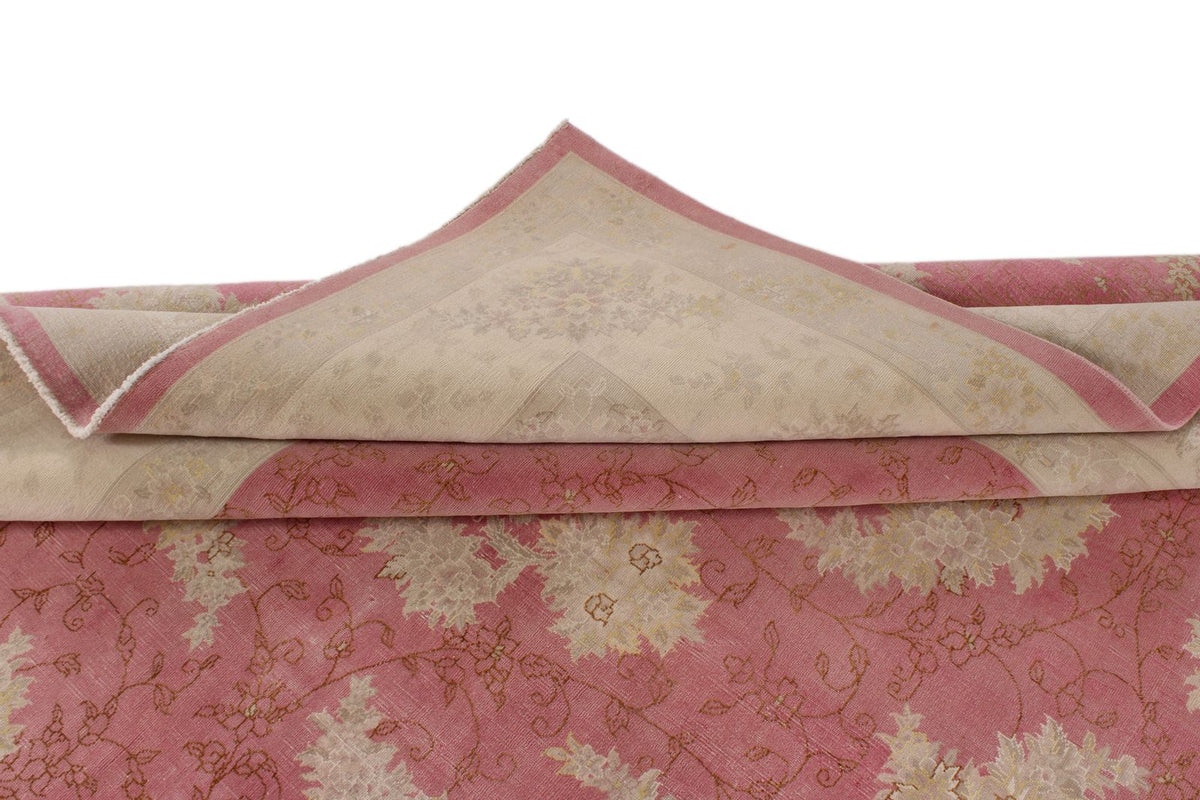 9x12 Pink and Beige Turkish Traditional Rug