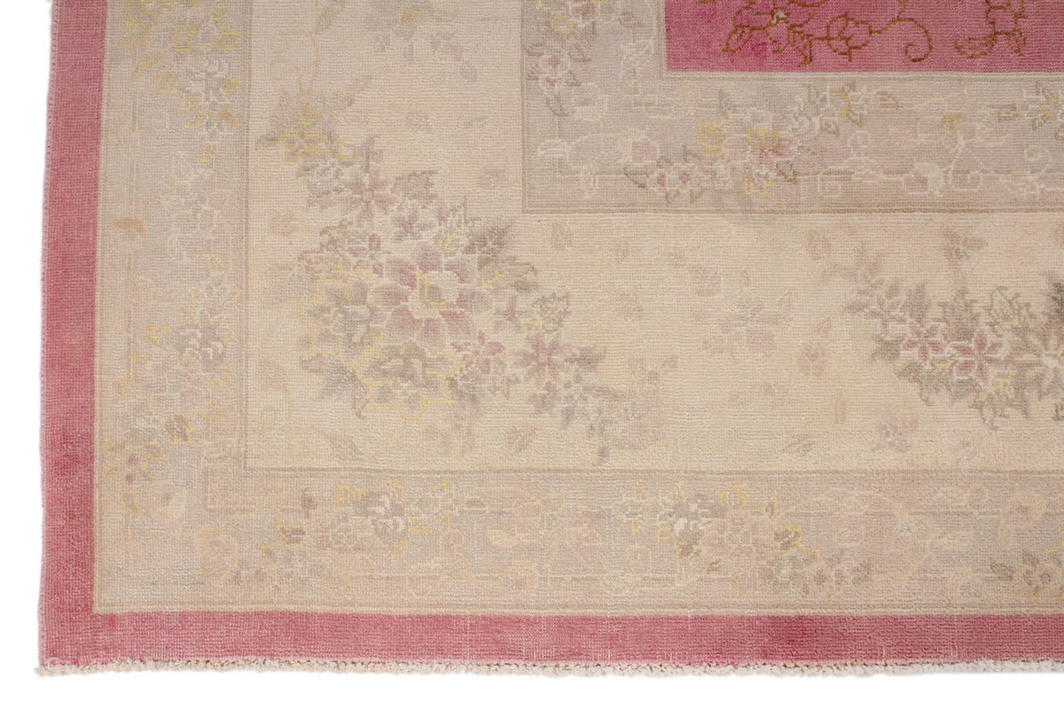 9x12 Pink and Beige Turkish Traditional Rug