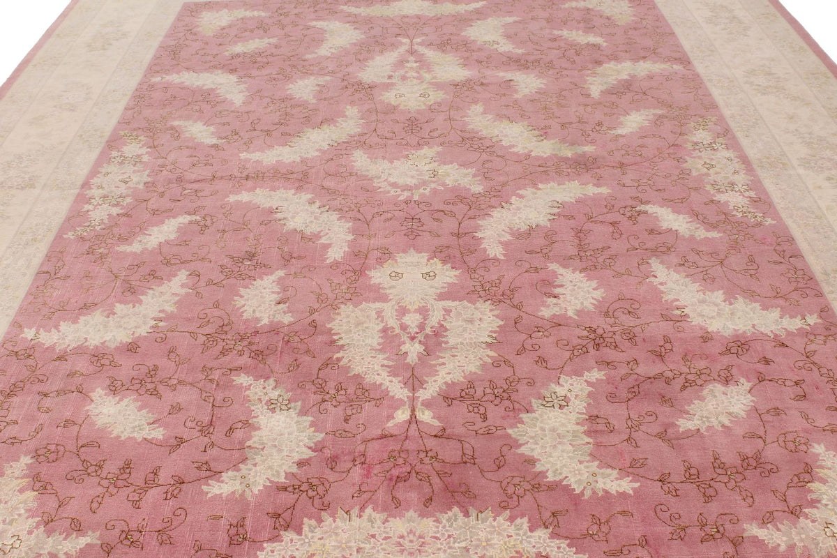 9x12 Pink and Beige Turkish Traditional Rug