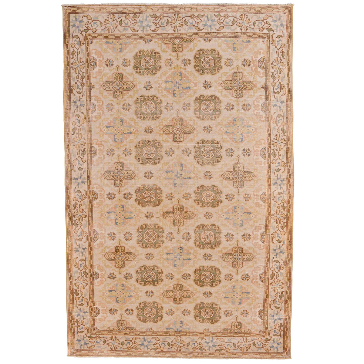 6x10 Beige and Ivory Turkish Traditional Rug