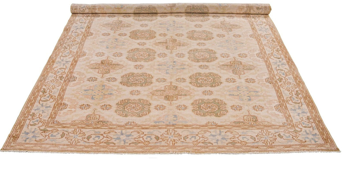 6x10 Beige and Ivory Turkish Traditional Rug