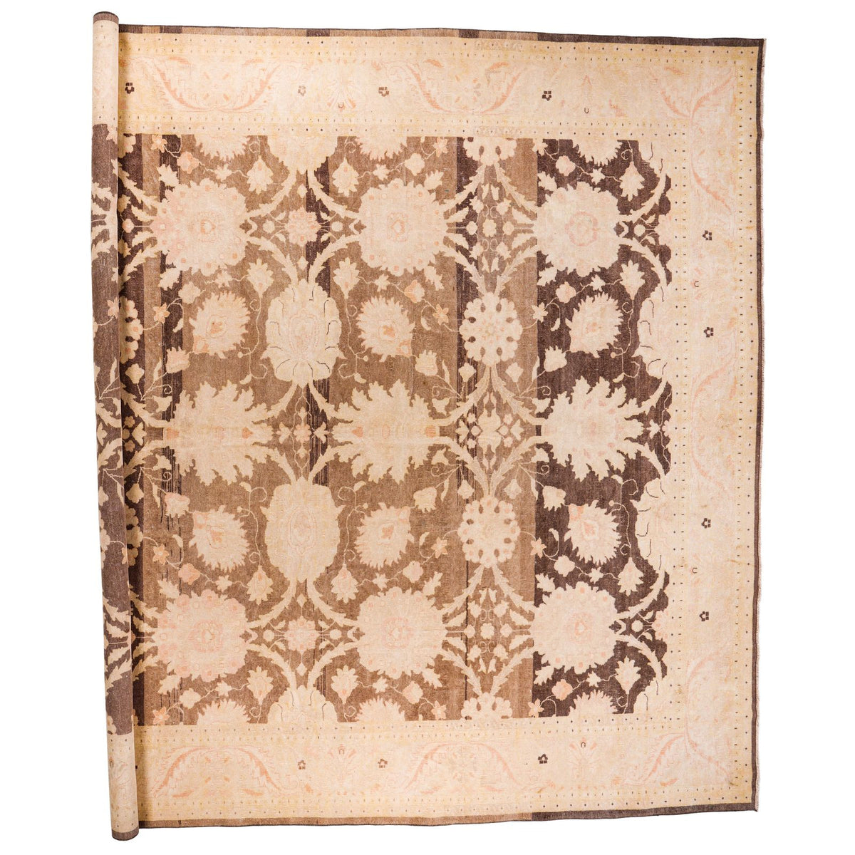 11x14 Beige and Brown Turkish Traditional Rug