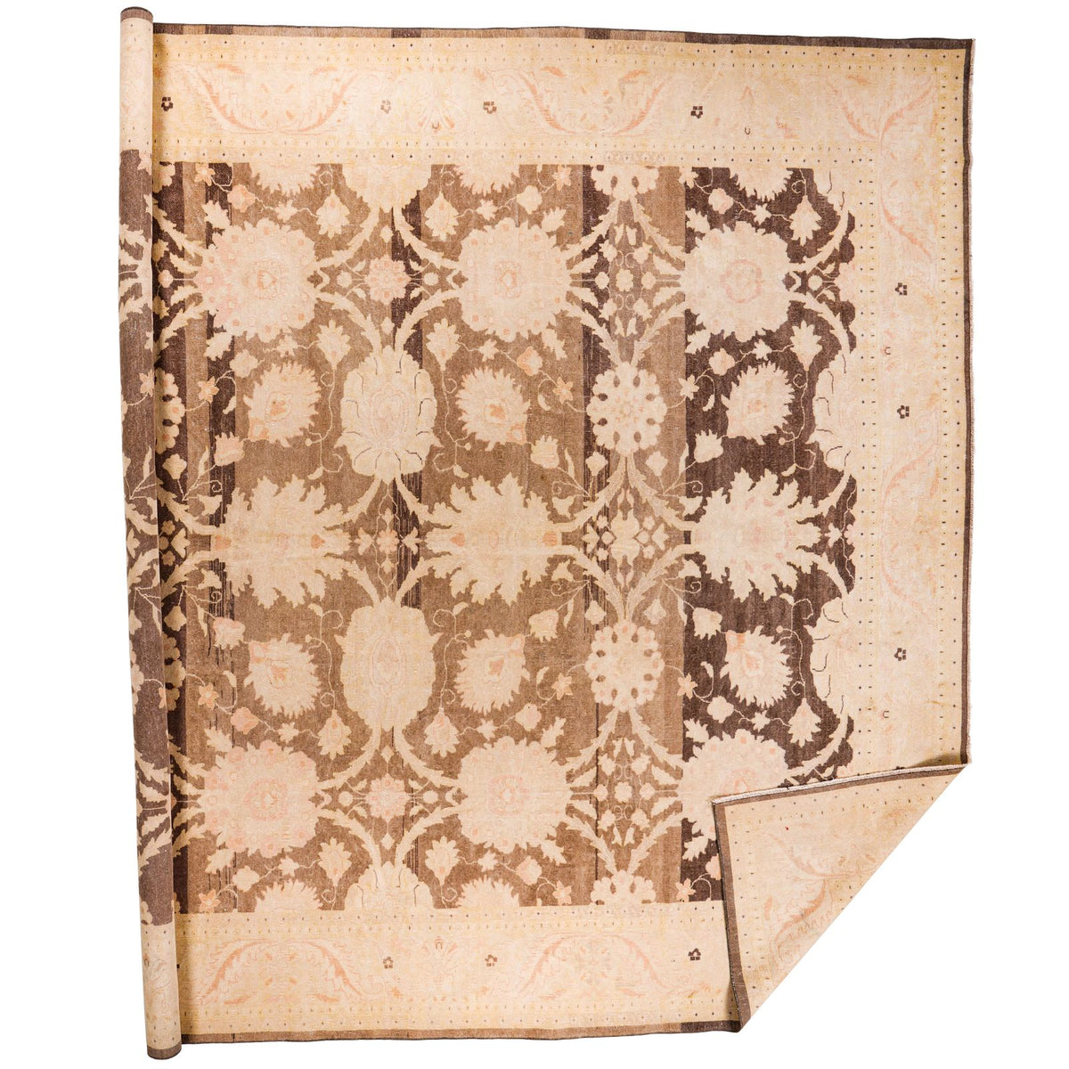 11x14 Beige and Brown Turkish Traditional Rug