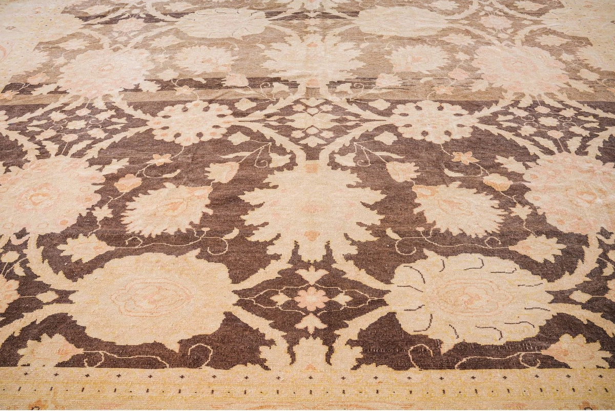 11x14 Beige and Brown Turkish Traditional Rug