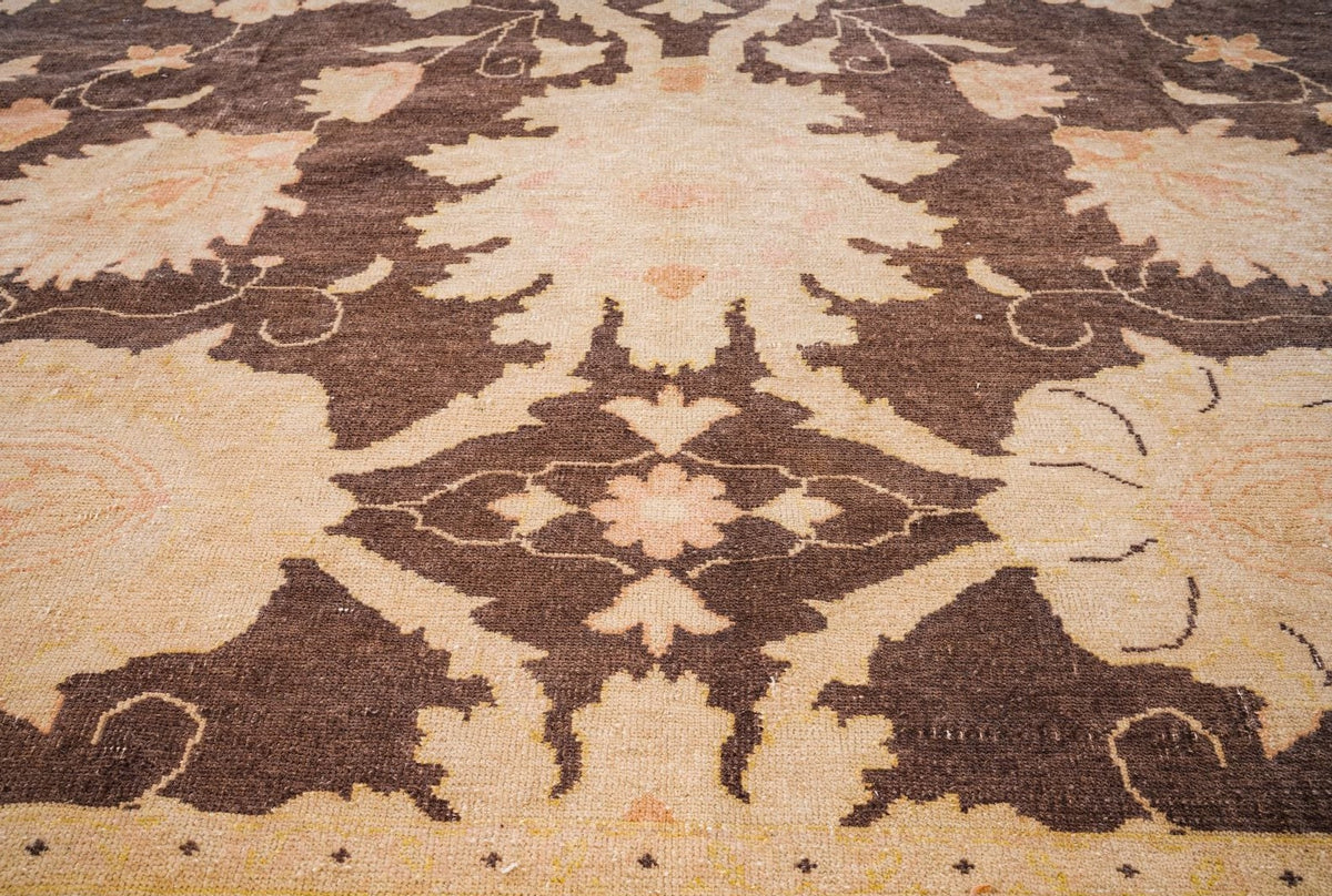 11x14 Beige and Brown Turkish Traditional Rug