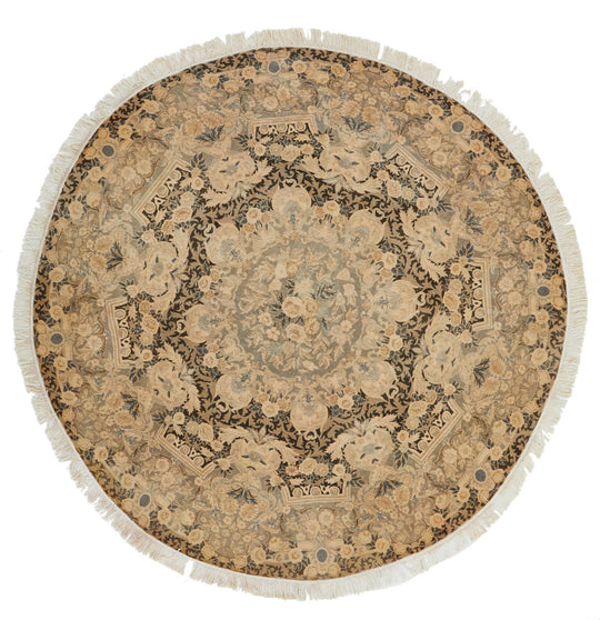 6x6 Dark Brown and Brown Traditional Rug