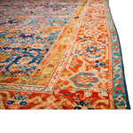 Vintage Handmade 7x15 Blue and Multicolor Persian Malayer Distressed Area Runner