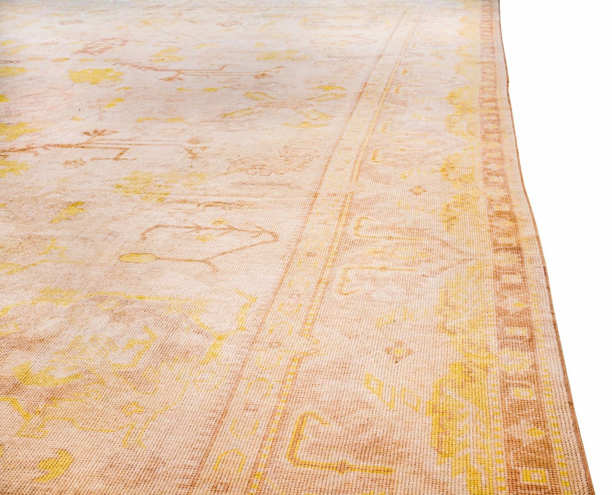9x11 Beige Turkish Oushak Rug