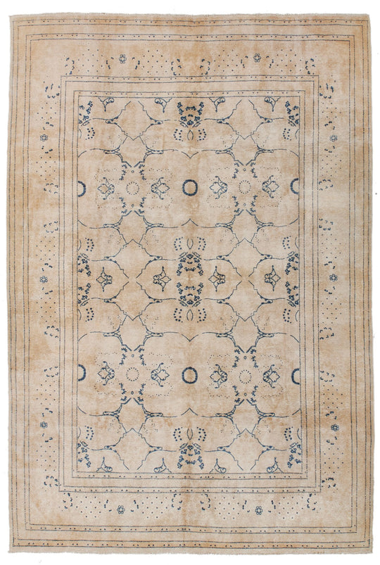 6x9 Beige and Blue Persian Traditional Rug