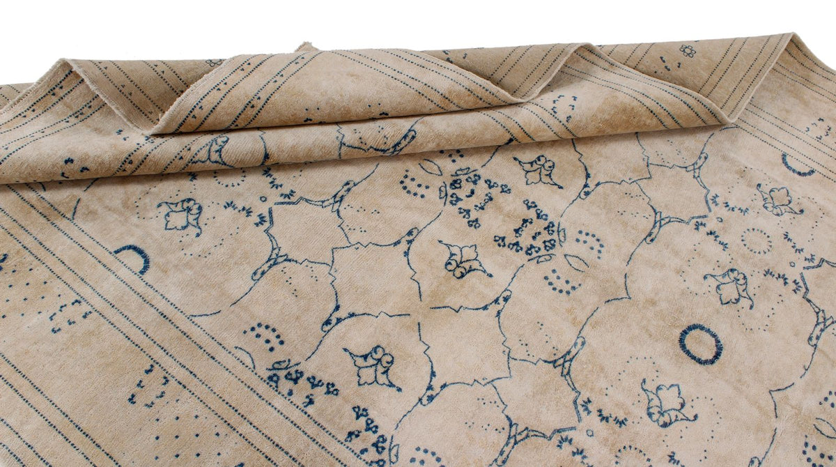 6x9 Beige and Blue Persian Traditional Rug