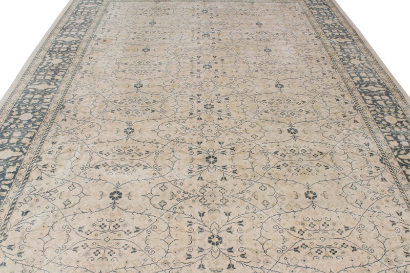 8x12 Beige and Blue Turkish Traditional Rug