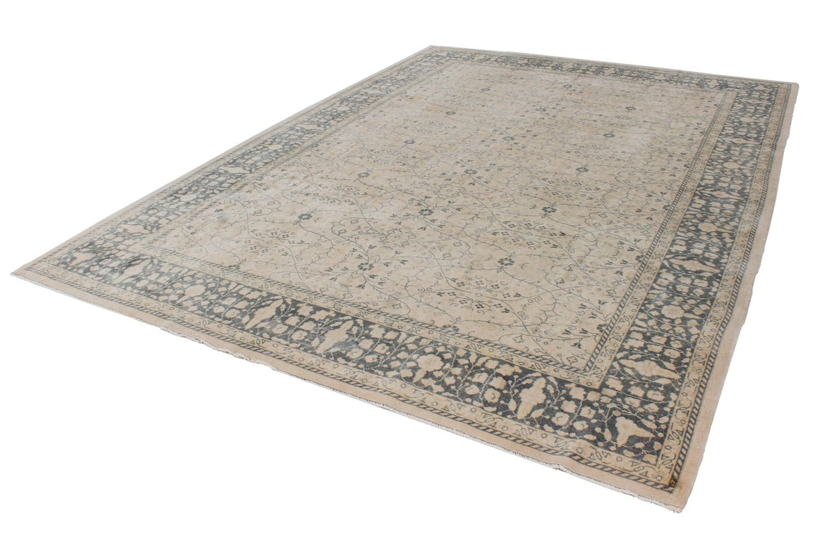 8x12 Beige and Blue Turkish Traditional Rug