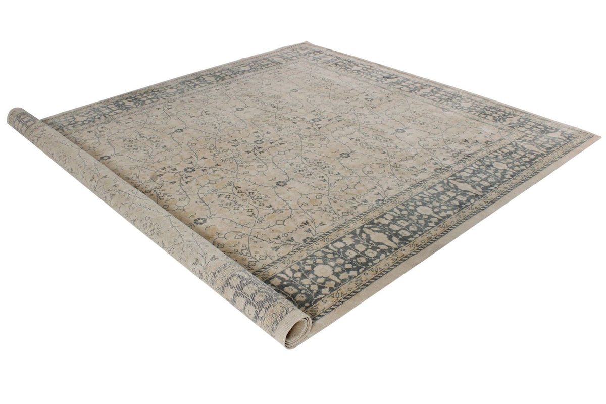 8x12 Beige and Blue Turkish Traditional Rug