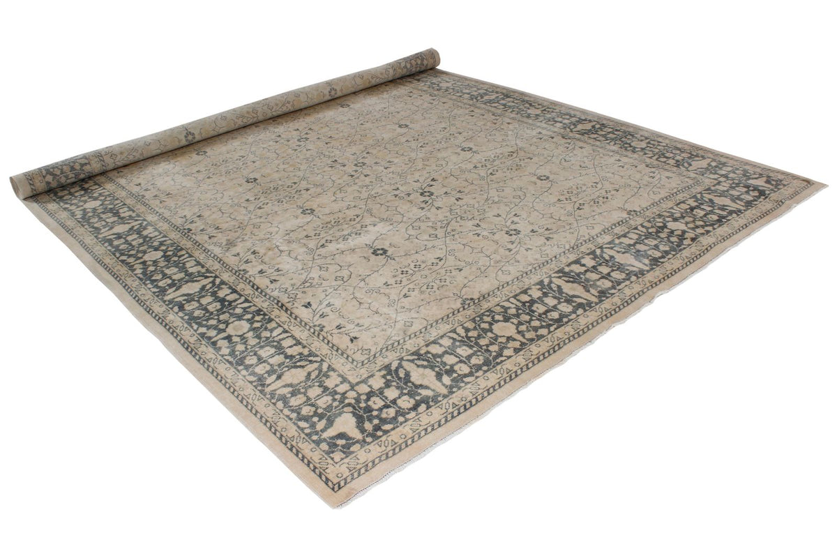 8x12 Beige and Blue Turkish Traditional Rug