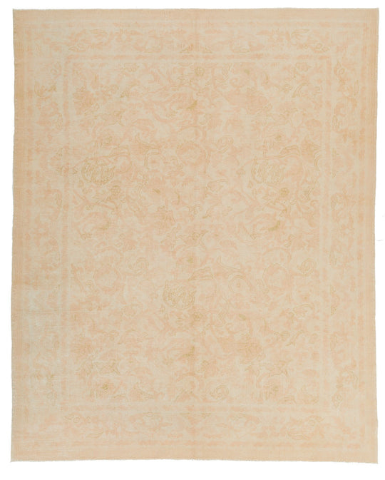 9x11 Beige and Rust Turkish Oushak Rug