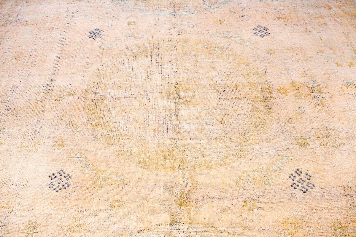 10x14 Beige Turkish Tribal Rug