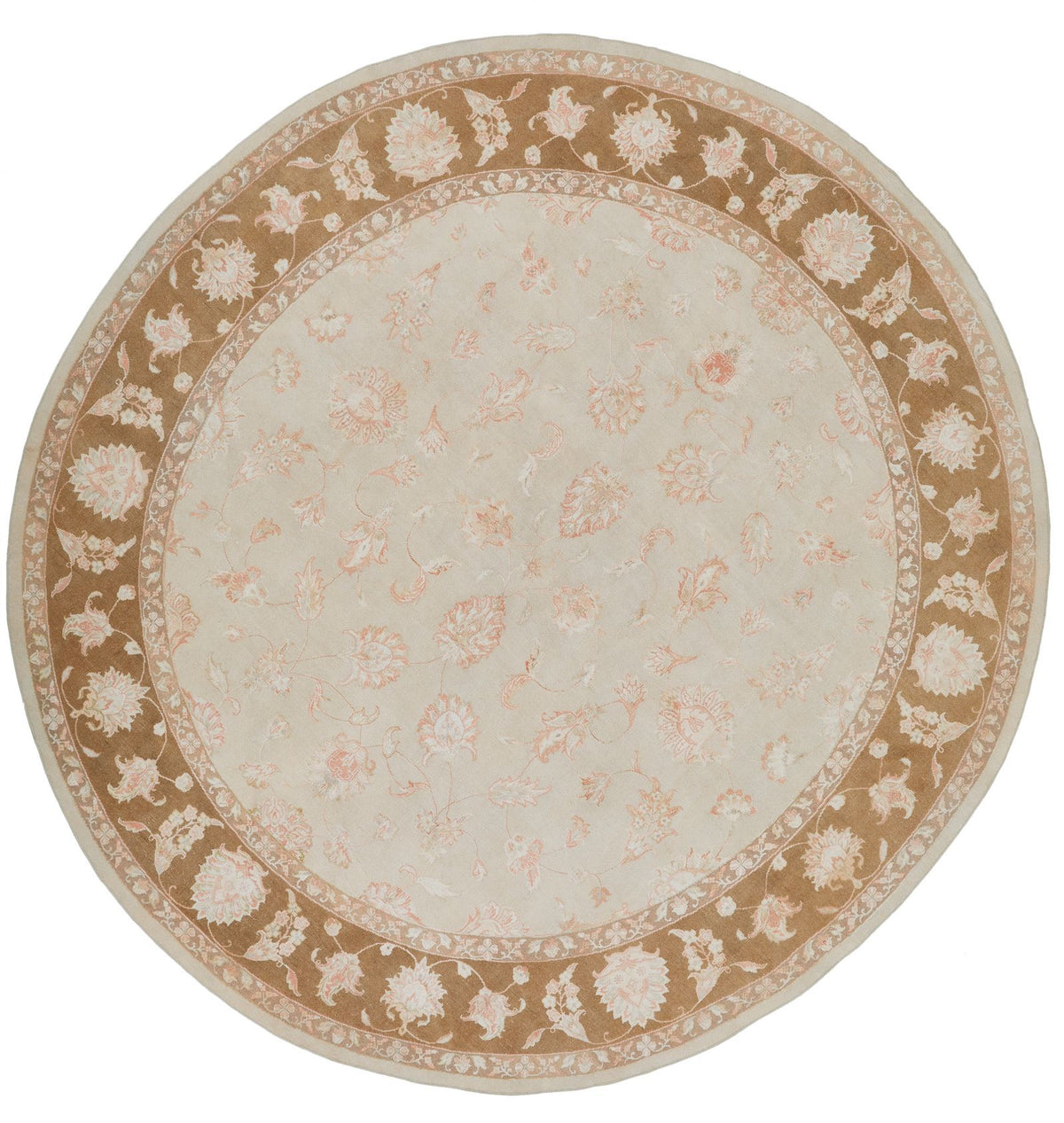 9x9 Beige and Brown Turkish Oushak Rug