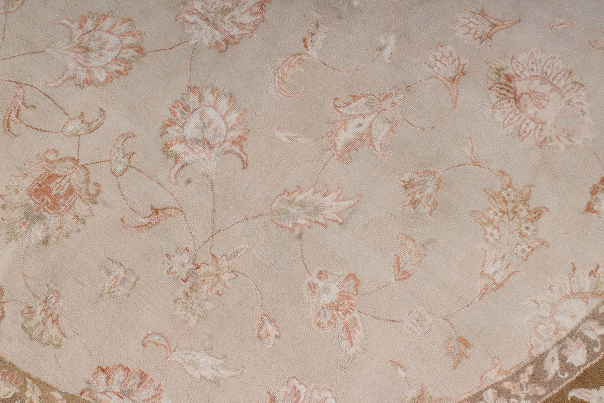 9x9 Beige and Brown Turkish Oushak Rug