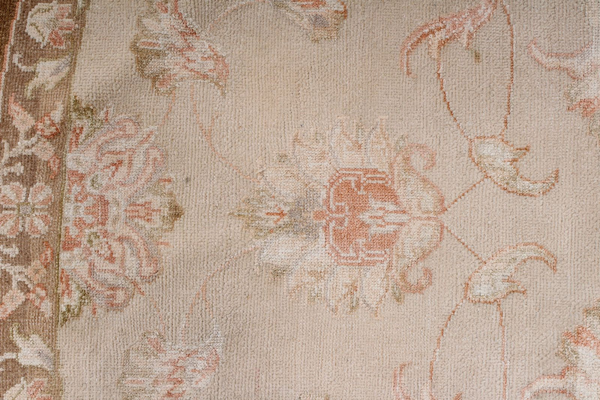 9x9 Beige and Brown Turkish Oushak Rug