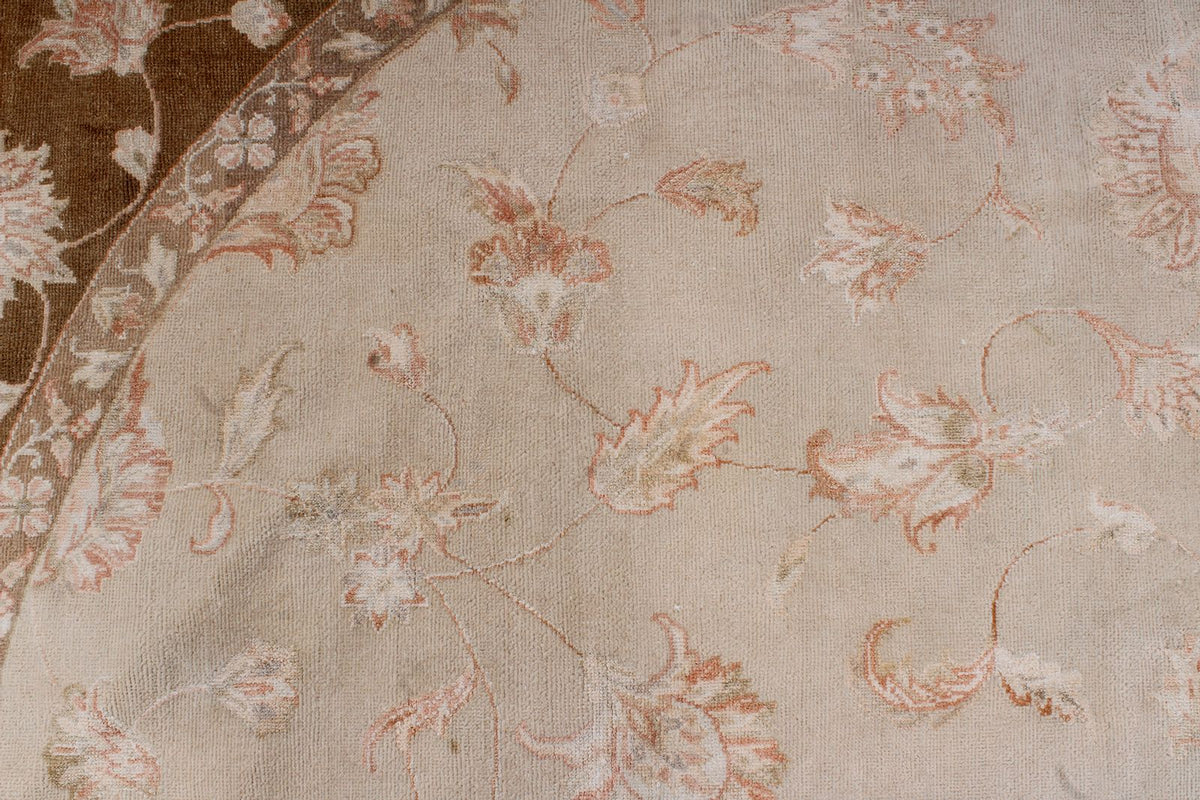9x9 Beige and Brown Turkish Oushak Rug