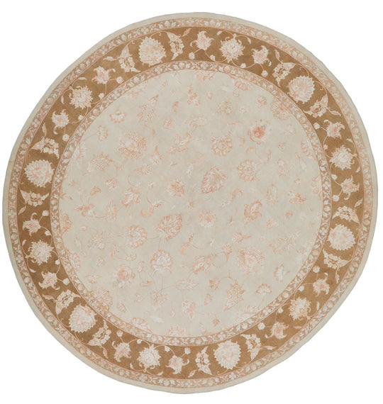 9x9 Beige and Brown Turkish Oushak Rug