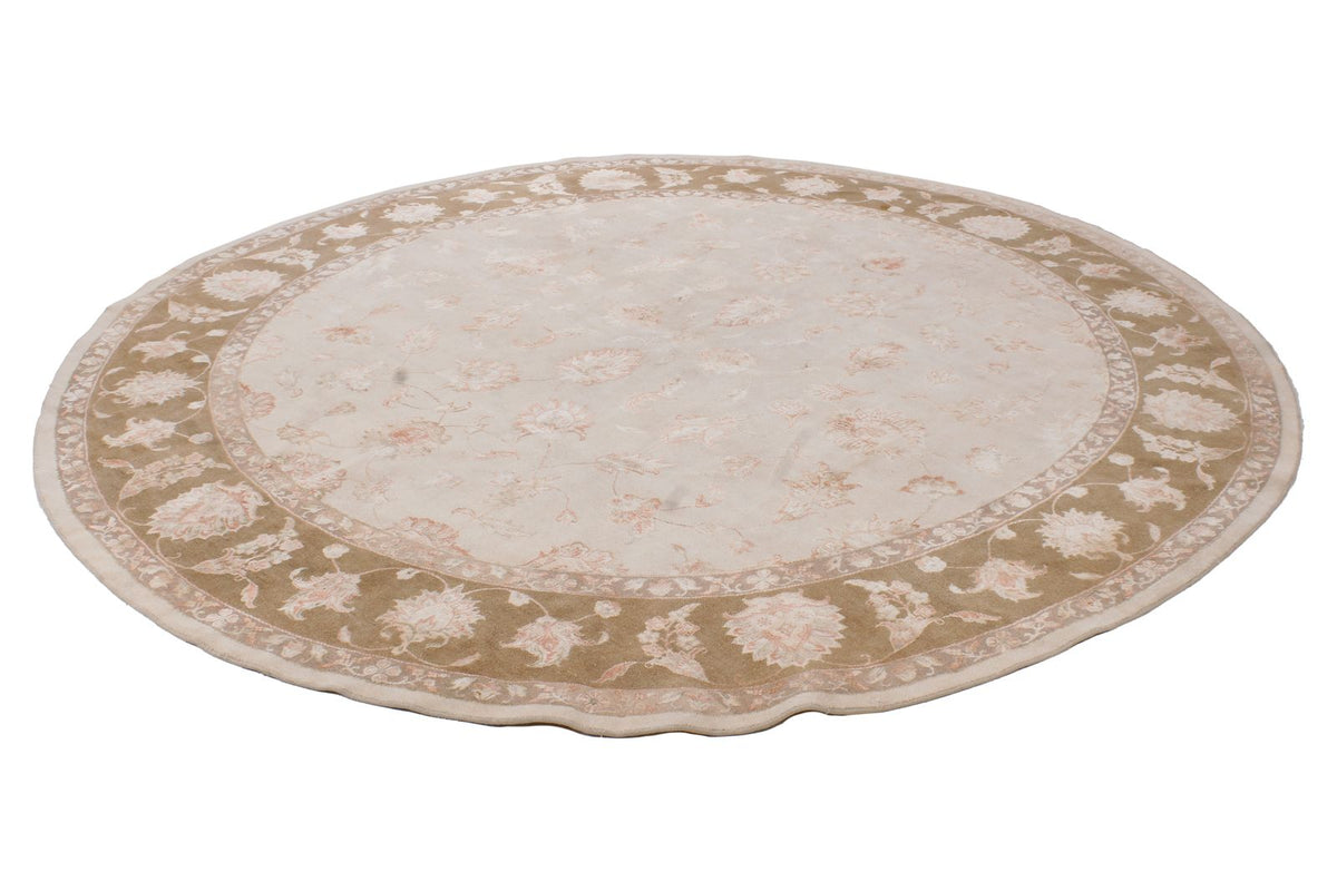 9x9 Beige and Brown Turkish Oushak Rug