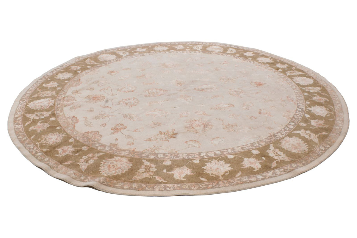 9x9 Beige and Brown Turkish Oushak Rug