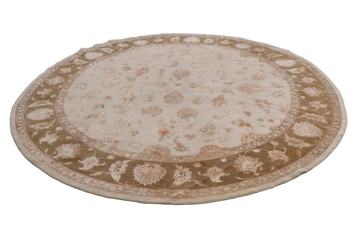 9x9 Beige and Brown Turkish Oushak Rug