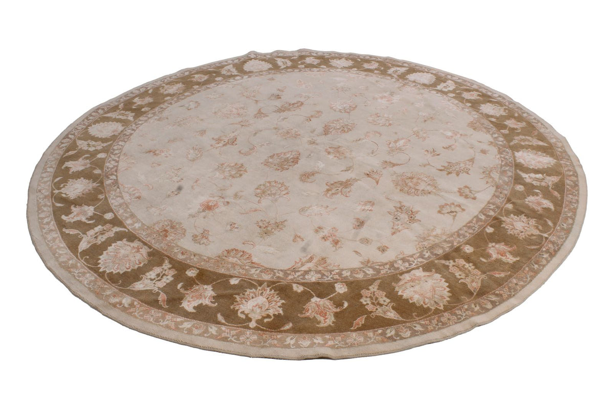 9x9 Beige and Brown Turkish Oushak Rug