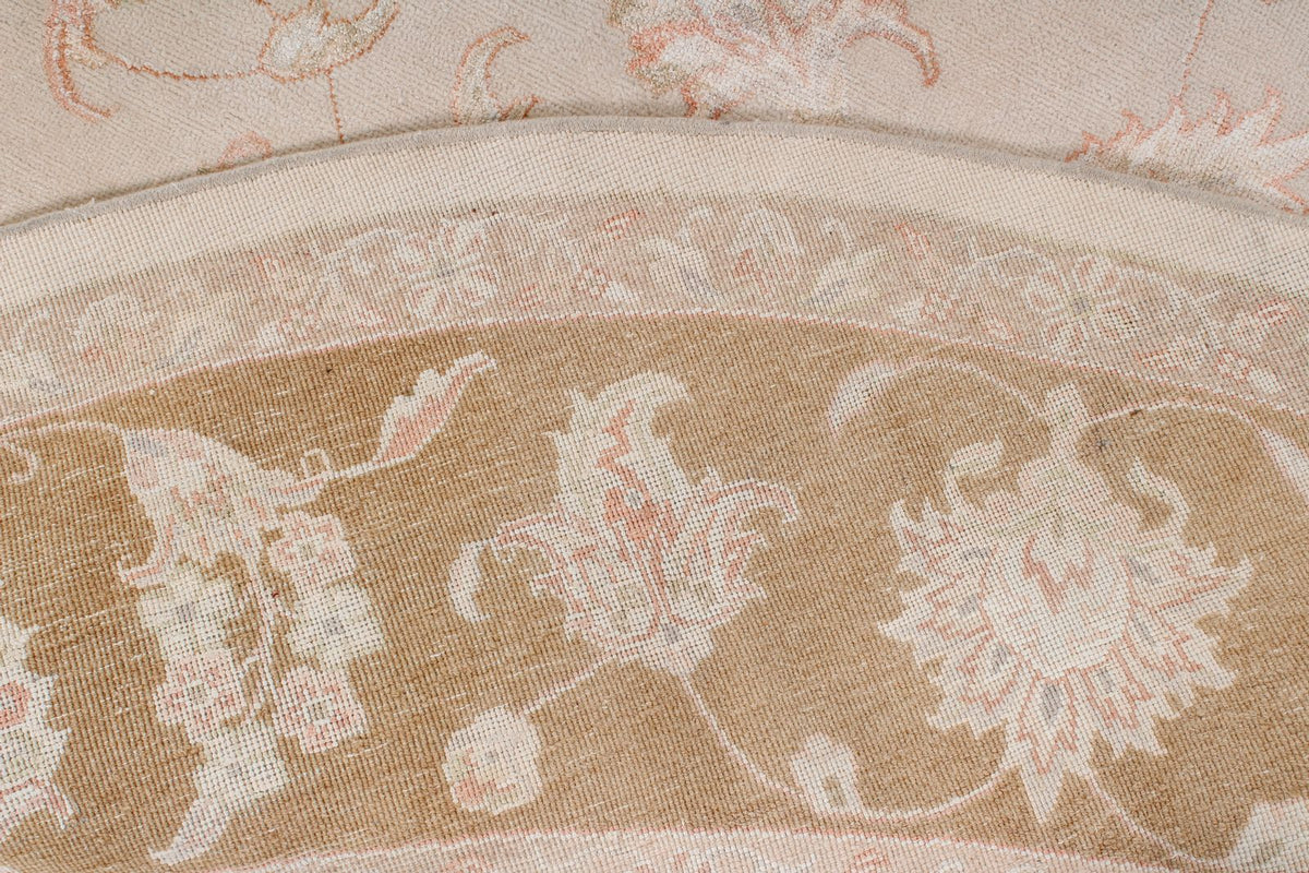 9x9 Beige and Brown Turkish Oushak Rug