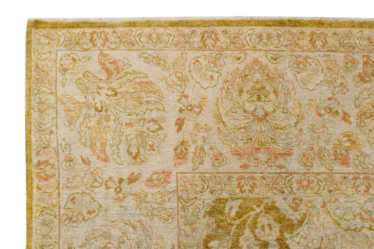9x12 Green and Brown Turkish Oushak Rug