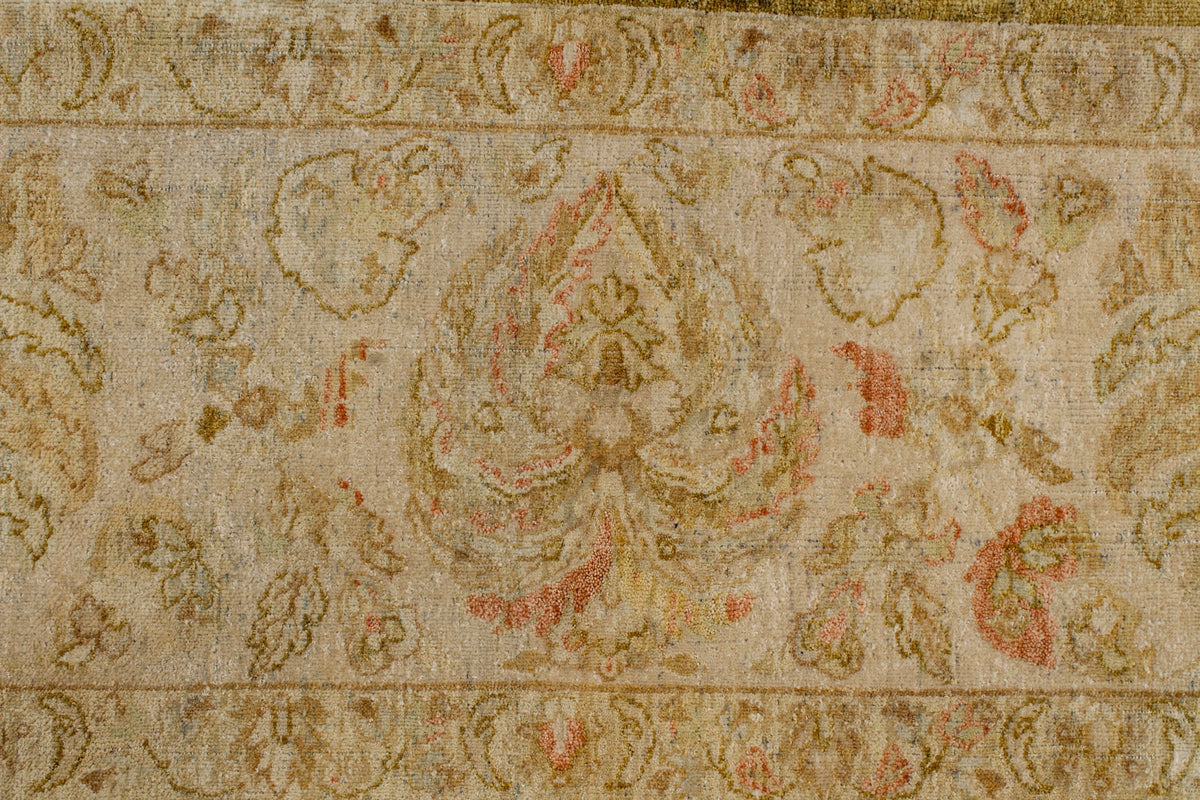 9x12 Green and Brown Turkish Oushak Rug