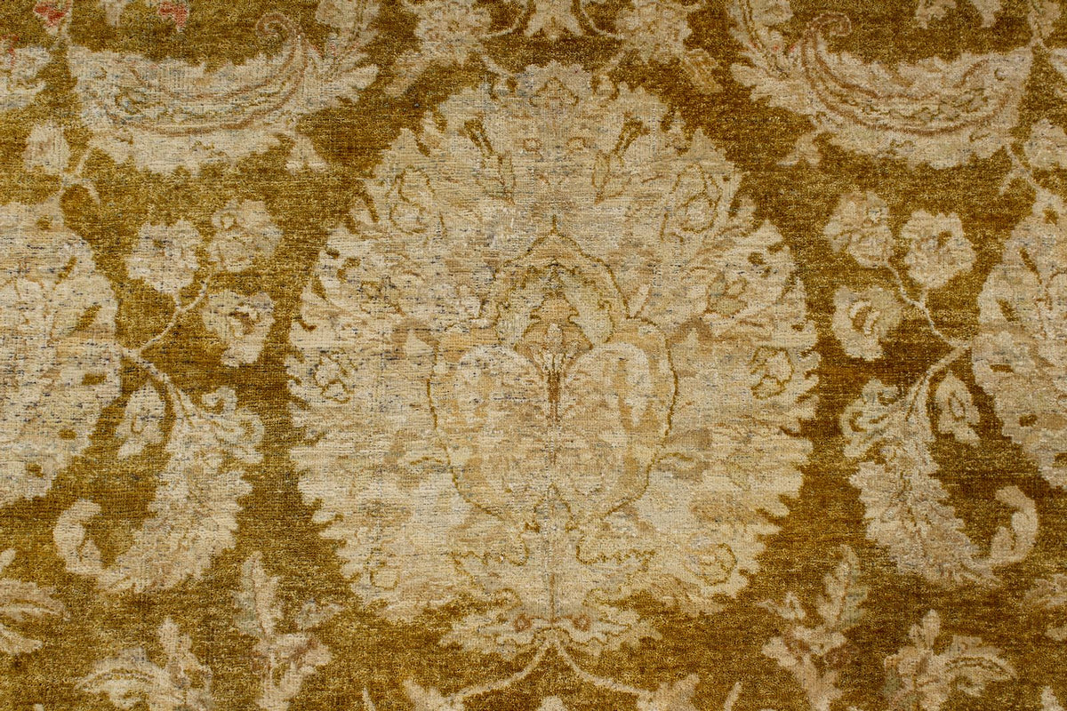 9x12 Green and Brown Turkish Oushak Rug