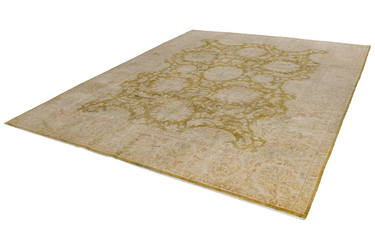 9x12 Green and Brown Turkish Oushak Rug
