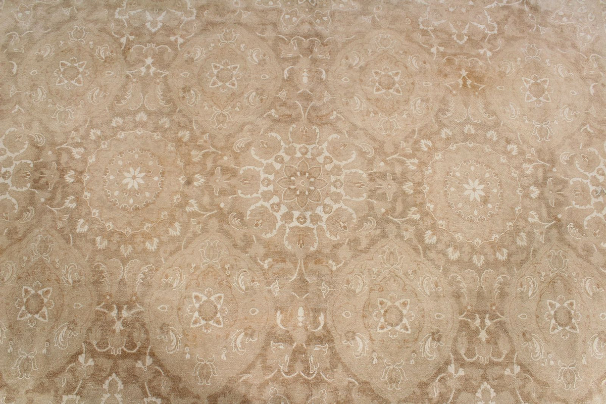8x10 Beige and Brown Turkish Oushak Rug