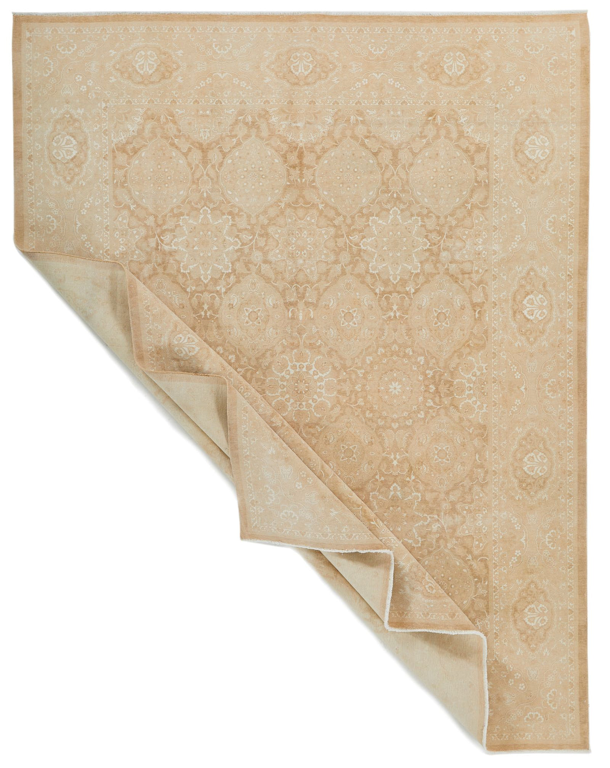 8x10 Beige and Brown Turkish Oushak Rug