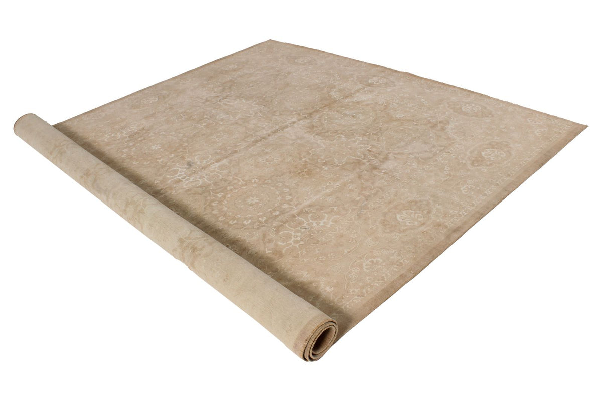 8x10 Beige and Brown Turkish Oushak Rug