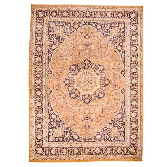10x14 Beige and Black Persian Rug