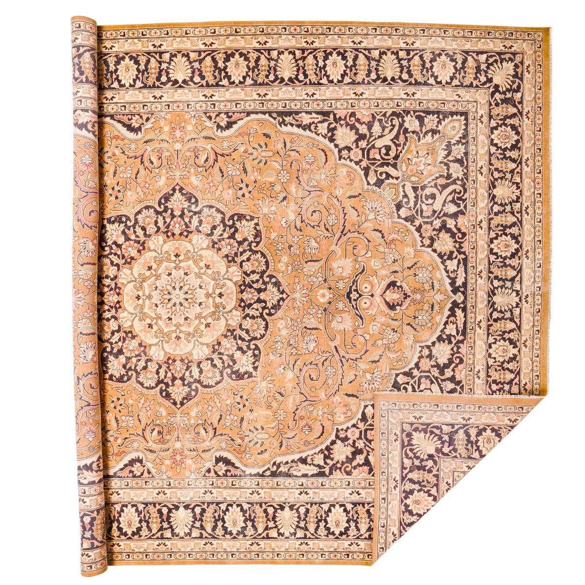 10x14 Beige and Black Persian Rug