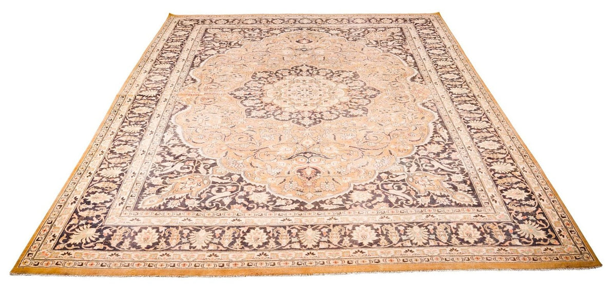 10x14 Beige and Black Persian Rug