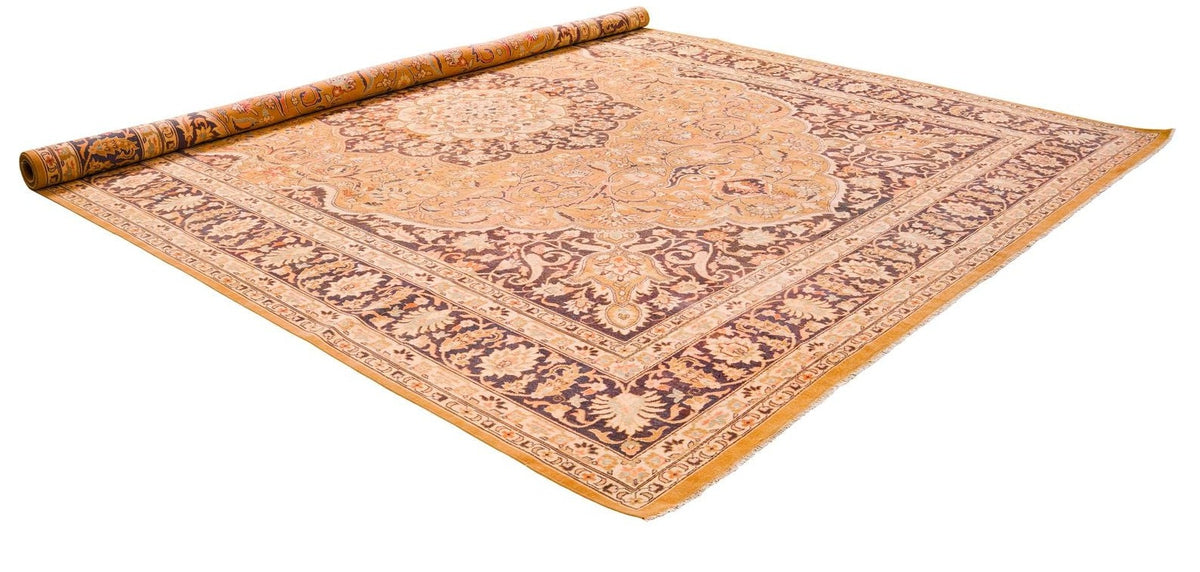 10x14 Beige and Black Persian Rug