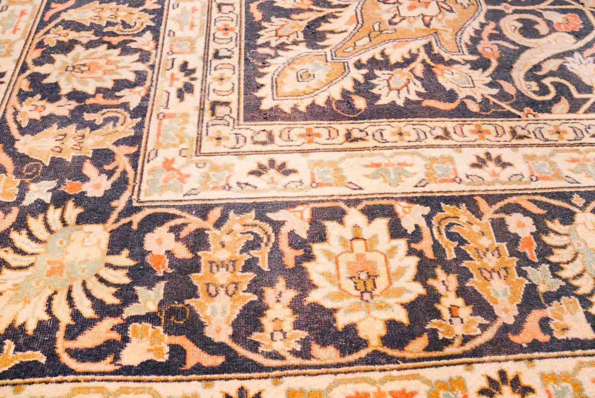 10x14 Beige and Black Persian Rug