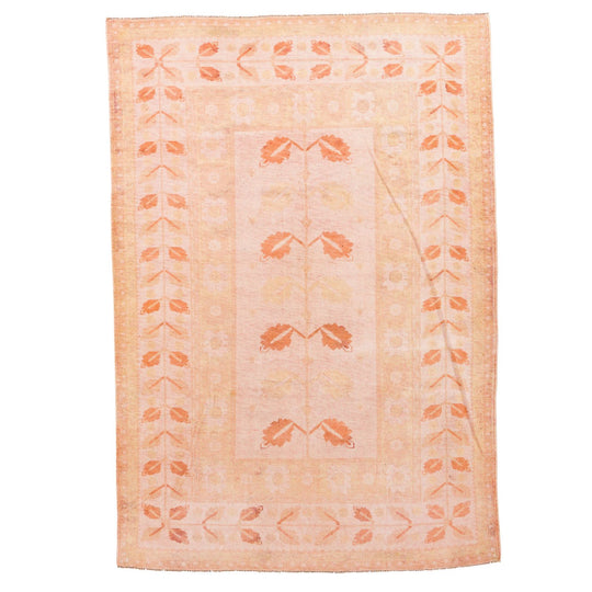 6x9 Beige and Rust Traditional Rug