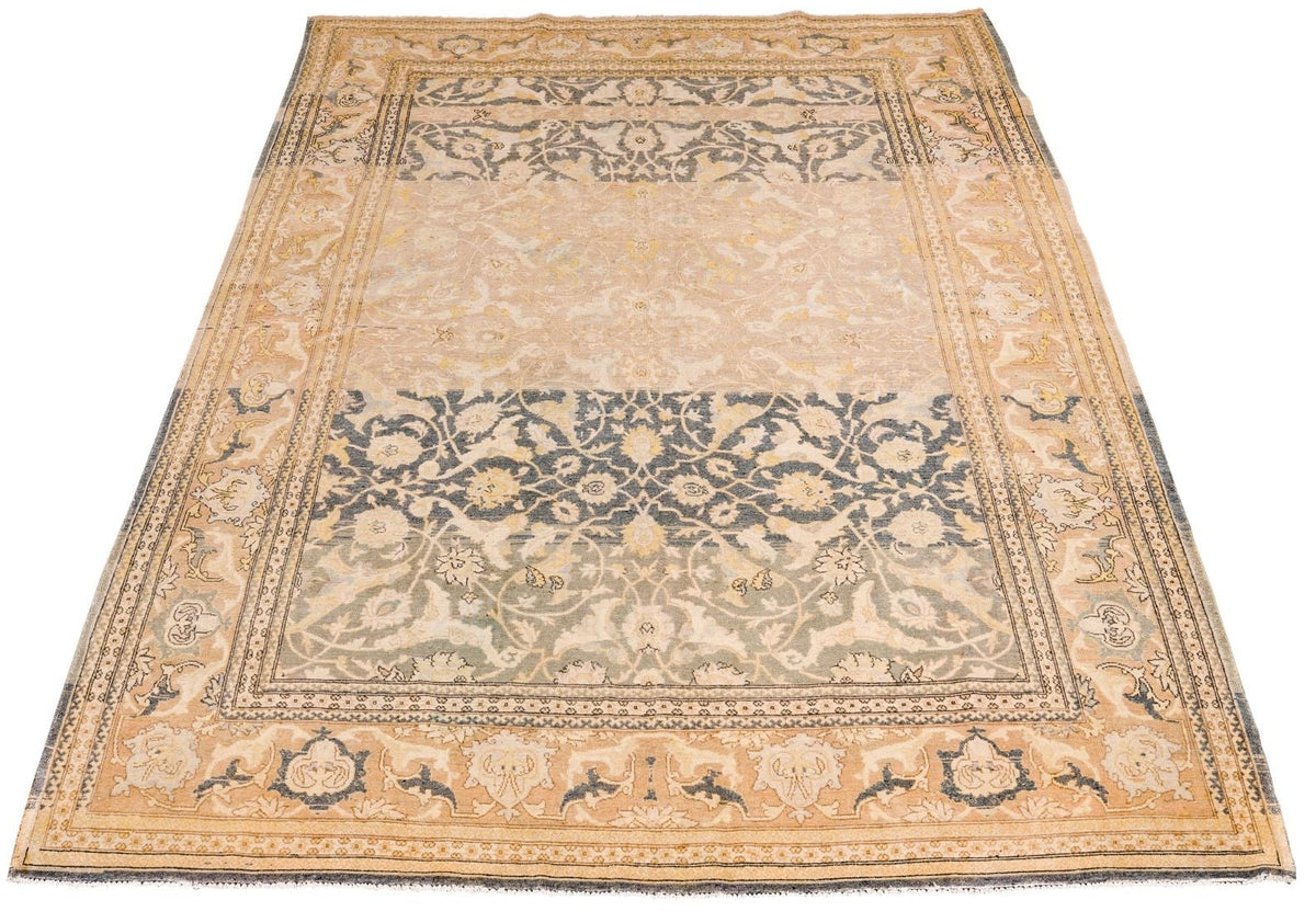 5x8 Beige and Blue Persian Traditional Rug