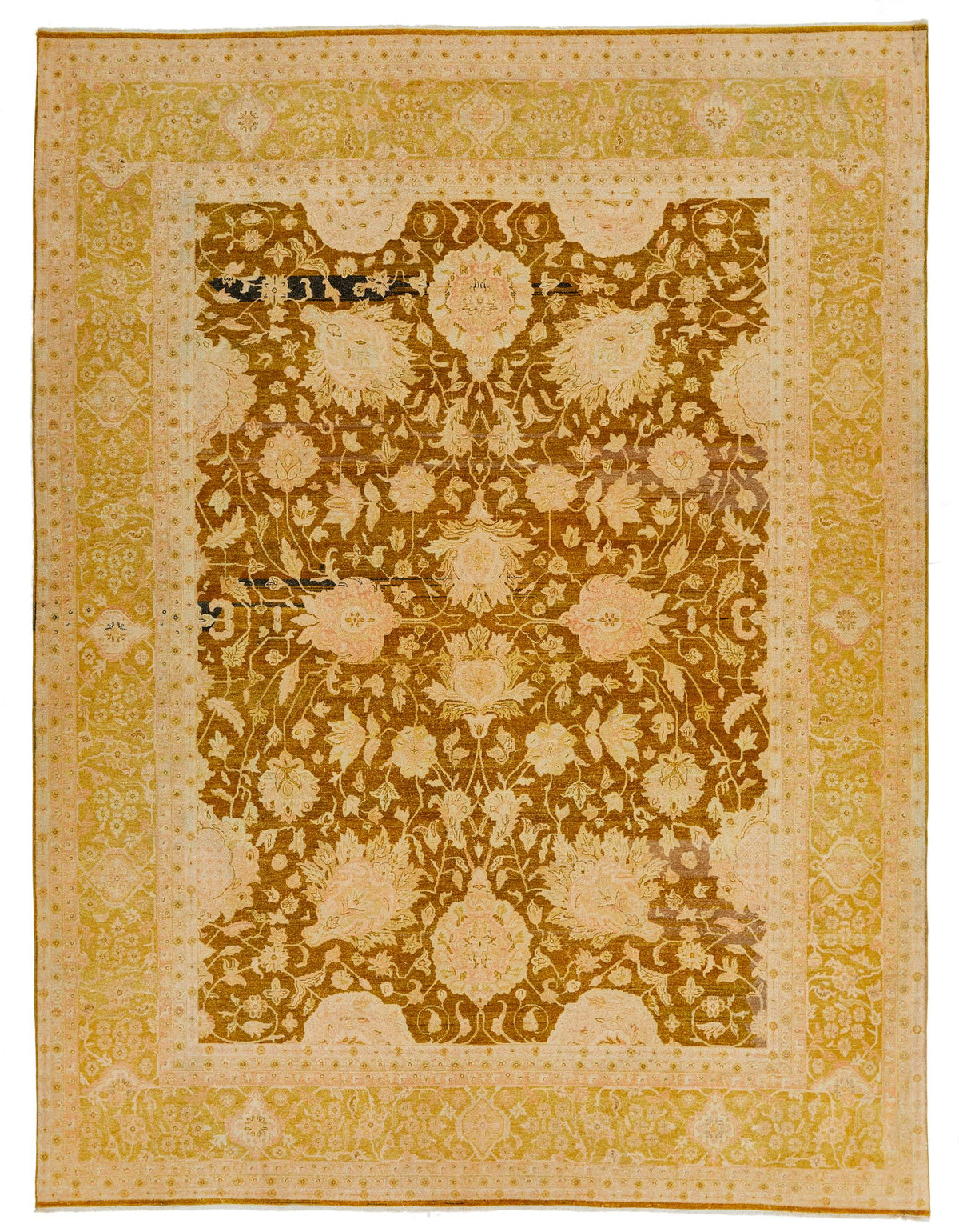 9x12 Yellow and Beige Turkish Oushak Rug