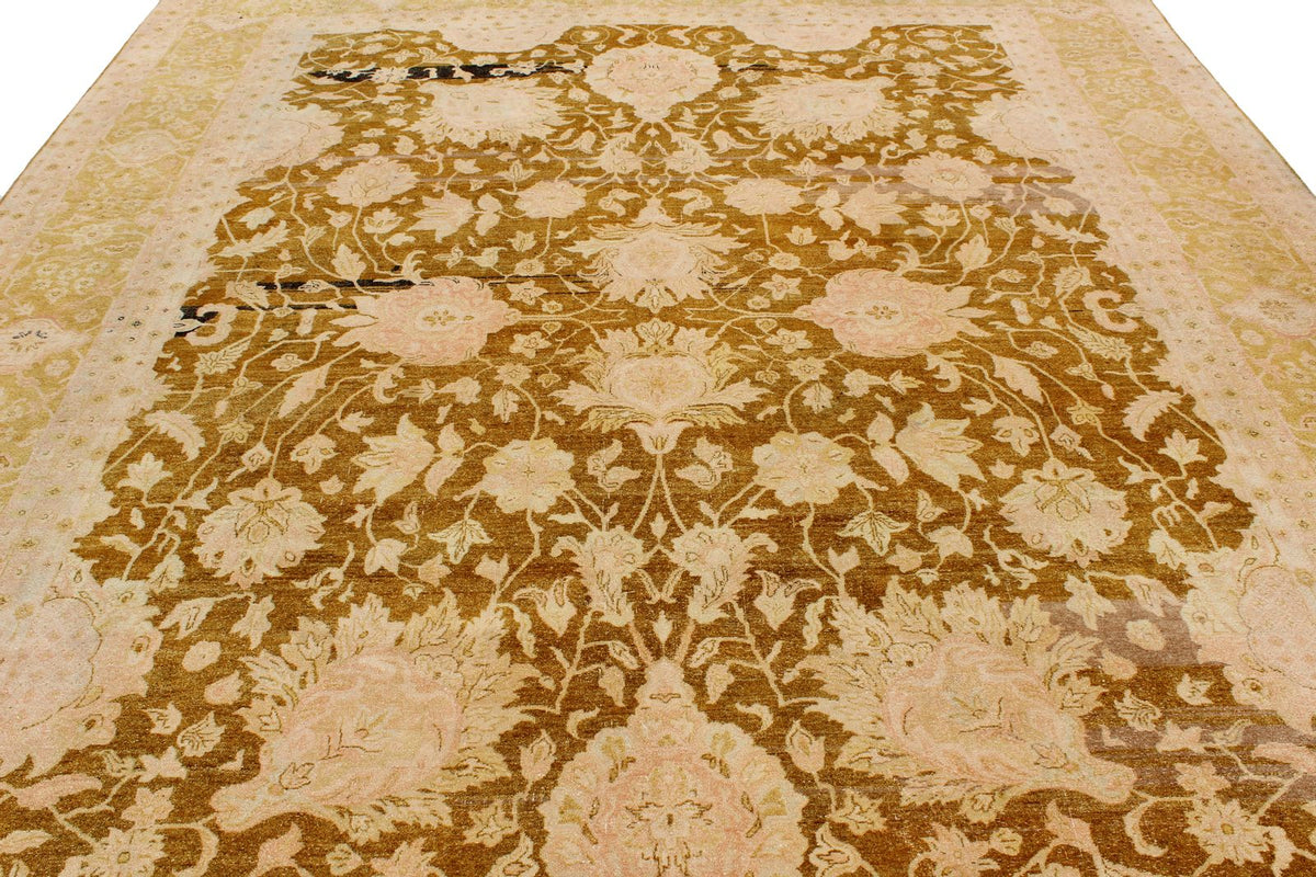 9x12 Yellow and Beige Turkish Oushak Rug