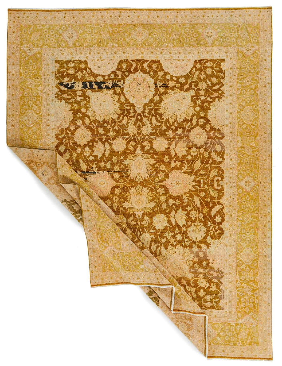 9x12 Yellow and Beige Turkish Oushak Rug