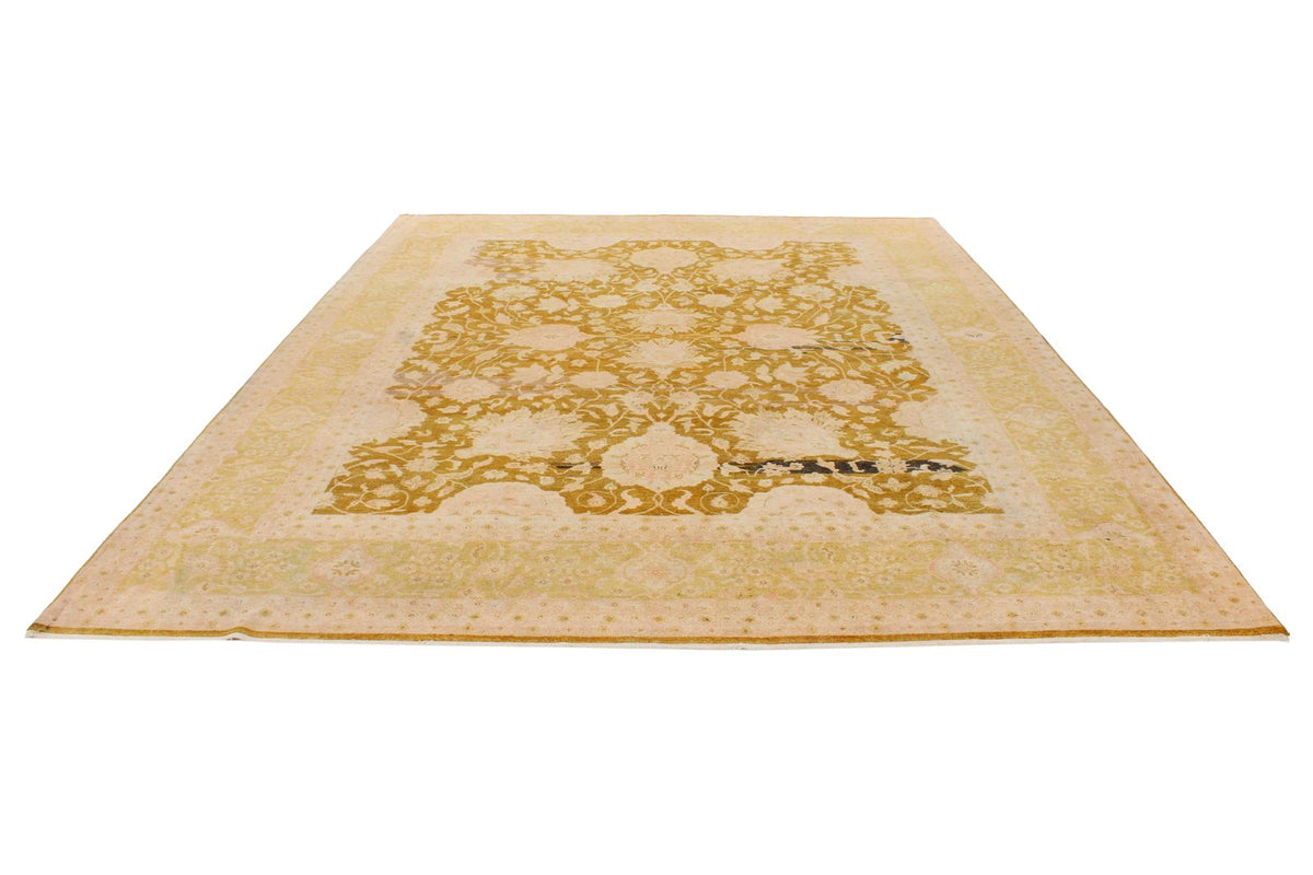 9x12 Yellow and Beige Turkish Oushak Rug