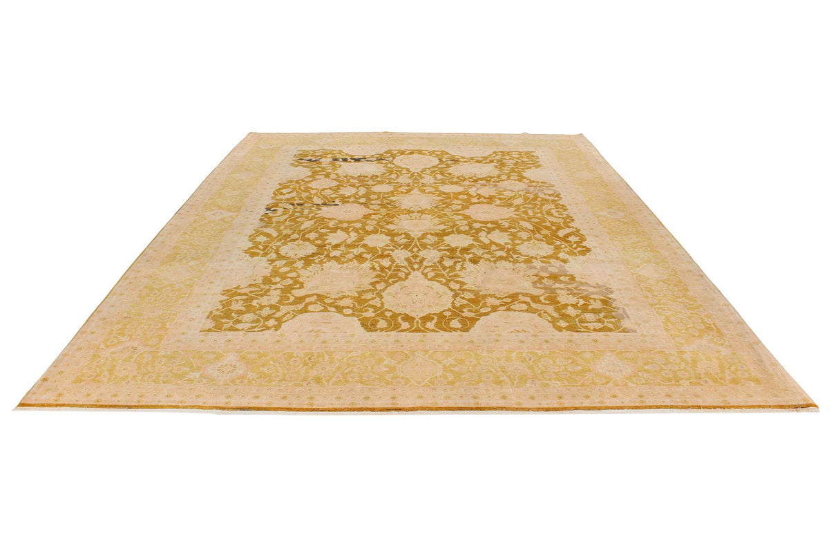 9x12 Yellow and Beige Turkish Oushak Rug